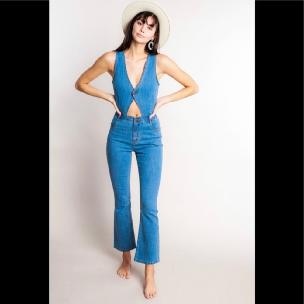 MinkPink Denim jumpsuit size small